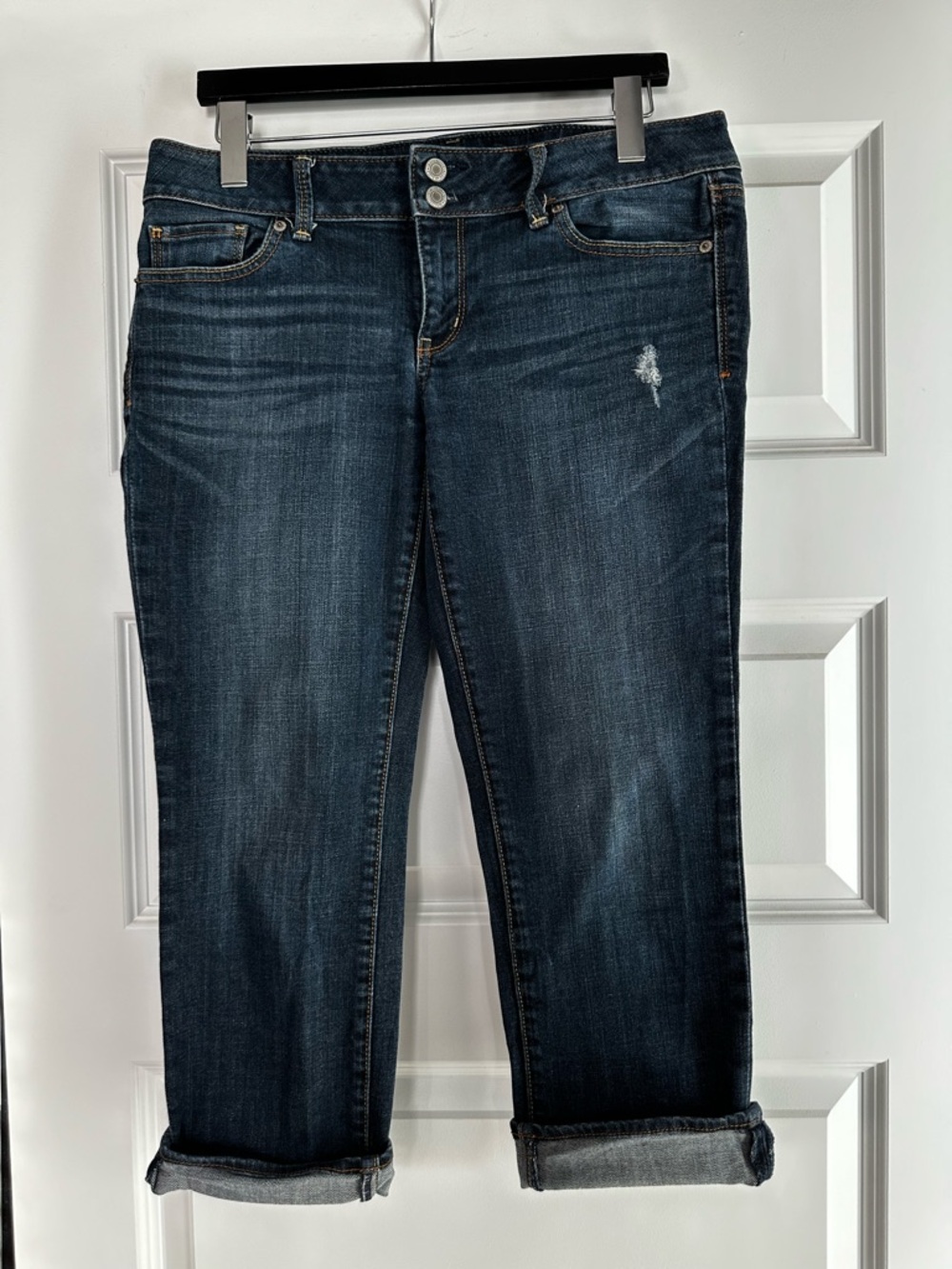 American Eagle Outfitters Dark Wash Boyfriend Capri Jeans - Navy